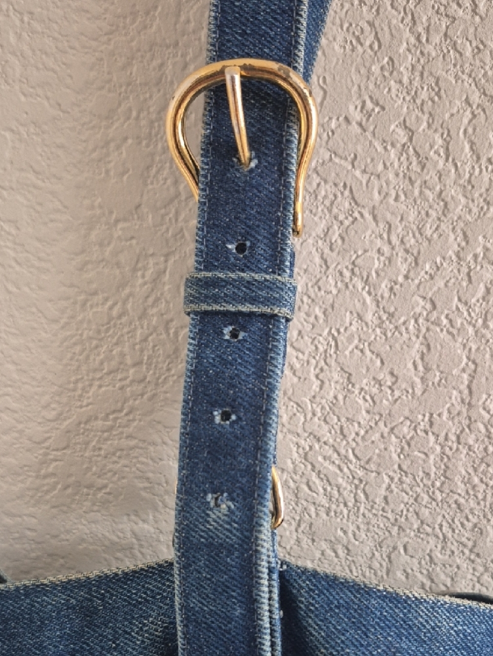 Sepcoeur Paris Denim Bucket Drawstring Bucket Bag with Heart Studs - Blue - Picture 4 of 15